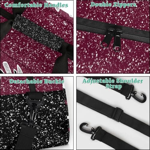 Mardesigns Cheerleading Dance Bag with Makeup Bag, Sport Gym Practice Weekender Carry On Duffel Bag & Cosmetic Bag 2 Pcs Set, Maroon Black — view 5