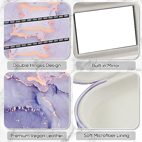 FINTIE 2 in 1 Glasses and Contact Lens Case, Lilac Marble — view 3