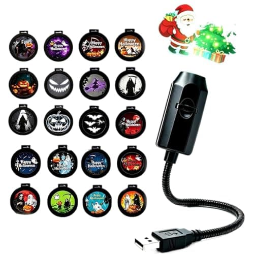 Mini Halloween Christmas Projector Lamp with HD Lens and Flexible Gooseneck