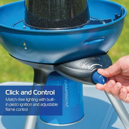 Campingaz Party Grill 200 CV, portable camping BBQ with various cooking options, gas camping stove and BBQ in one, with non-stick grilling plate and pan support, Blue — view 6