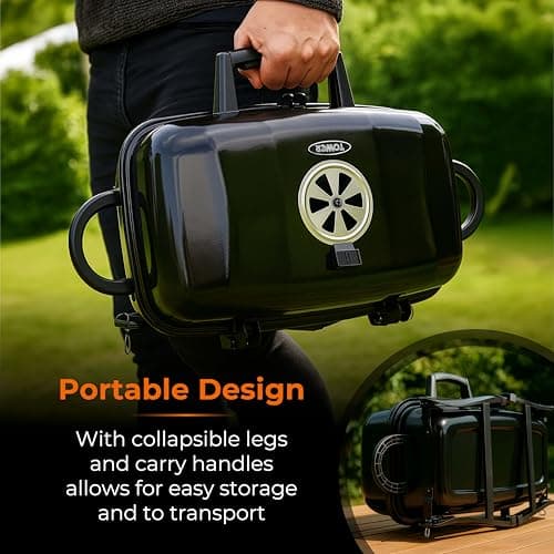 Tower Compact Charcoal Grill with Collapsible Legs & Portable Design, Black, T978539 — view 4
