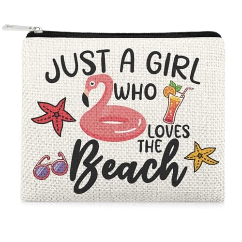 Summer Beach Coin Purse Pouch for Women Flamingo Lover Girls Trip Gifts Sea Vacation Coin Wallet Pouch Beach Lover Gifts for Friend Birthday Christmas Graduation Travel Wallet Purse with Zipper