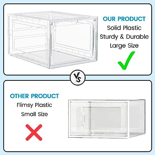 Unique Impression 8 Pack Shoe Storage Box - Clear Stackable Boxes - Plastic Trainer Storage Boxes - Transparent Shoe Display Containers - Fits Up To UK 12.5 size men’s — view 5