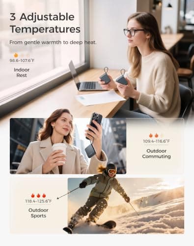 OCOOPA Hand Warmers Rechargeable, Smart Temp Control 7H*2 Long Safe Heat, Ultra Slim, Pocket-Size Design That Fits Gloves, Gifts for Women, Outdoor, Office, Commute (UT5 Nano) — view 4