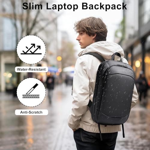 Expandable 15.6 Inch Laptop Rucksack for Men, Slim Business Work Backpack — view 6