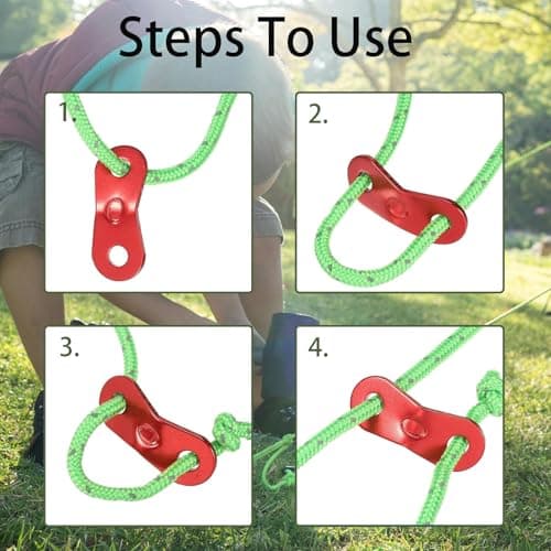 Nylon Rope, Tent Guy Ropes, 8 Fluorescent Green Guy Lines for Camping, 400 cm Length and 0.4 cm Diameter Nylon Cord — view 4
