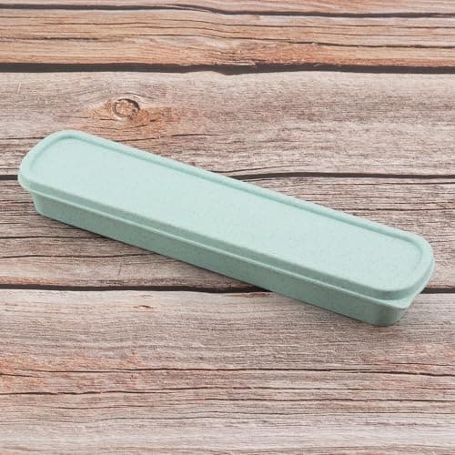 OriGlam 1pcs Portable Flatware Box Travel Tableware Storage Case Box, Utensil Case Flatware Storage for Cutlery Kit, 24 x 6 cm (Green) — view 2