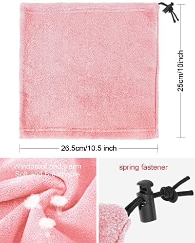 Hicarer 4 Pieces Winter Fleece Neck Warmer Snoods for Men Women Gaiter Thick Thermal Windproof Ski Neck Scarf Balaclava(Light Grey, Pink, Light Blue, Beige) — view 2