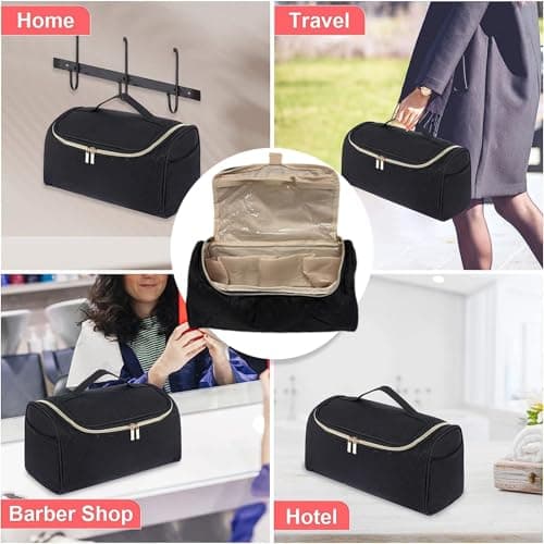 OVAQUIXI Hair Tools Travel Bag, Polyester Portable Storage with Multi Pockets, for Hair Dryer, Flat Iron, Curling Iron, Ideal for Stylish Women (Black) — view 3