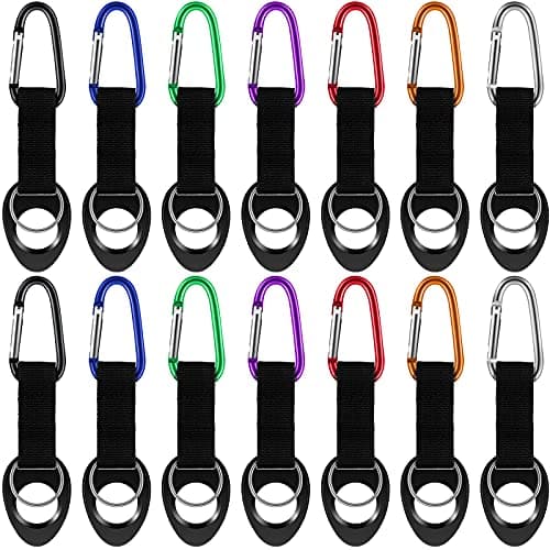 Mimorou 7 Pack Water Bottle Holder Clips, Silicone Bottle Ring Carrier with