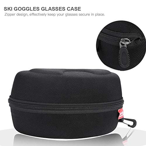 Hard EVA Ski Goggles Case, Protective Travel Carrying Box for Snowboard Goggles Sunglasses and Eyewear with Hook Zipper Closure — view 5