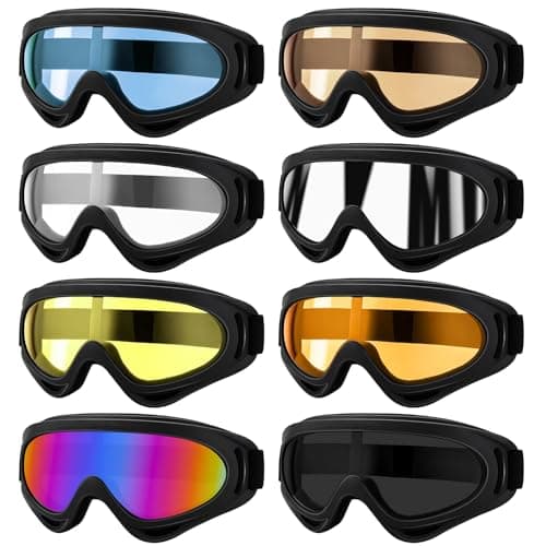 8 Pack Ski Goggles Snowboard Goggles for Men Women Kids Skiing Snowboarding Motorcycle Goggles for Adults Youth Colorful