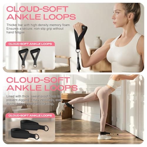 [DAWN SWAN] Pilates Bar Kit with Resistance Bands – Adjustable Home Gym Workout Equipment for Women & Men – Portable Pilates Equipment for Squats, Yoga & Full Body Toning (Pink) — view 6