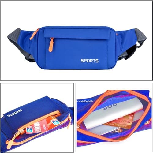 Bumbag Waist Fanny Pack Running Belt for Men Ladies，Against Theft Money Belt for Outdoors Workout Hiking Traveling Gifts for Men Women(Blue) — view 2