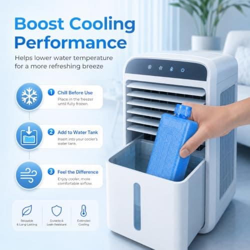 Ciieeo 8-Pack Reusable Ice Packs for Portable Air Conditioner Fan, Mini Freezer Blocks for Cooler Bags, Small Cooling Bricks for Lunch Box Picnic and Camping, Blue Evaporative Chiller Accessories — view 2