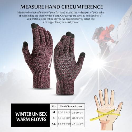 Gloves Women, TRENDOUX Touch Screen Glove Ladies Men Unisex Typing Phone - Wool Lining - Elastic Cuff - Anti-slip Grip - Premium Thin Thermal Windproof Glove for Outdoor Driving Dog Walking - Rose - L — view 5