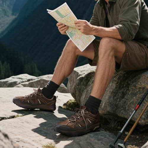 MIXIN Mens Hiking Shoes Lightweight Breathable Non Slip Low Top Walking Hiking Outdoor Shoes, brown, 10.5 UK — view 2
