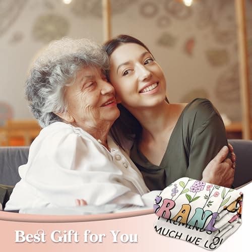 Grandma Gifts, Grandma Birthday Gifts – Utra Soft Flannel Floral Blanket Throw “How Much We Love You” – Thoughtful Present for Grandmmother from Grandchildren on Birthday Mothers Day Christmas — view 2