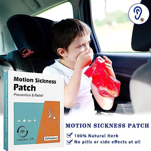 20 Count Motion Sickness Patch for Car and Boat Rides, Cruise and Airplane Trips - Relieves Nausea, Dizziness & Vomiting from Seasickness, Fast Acting and No Side Effects — view 2