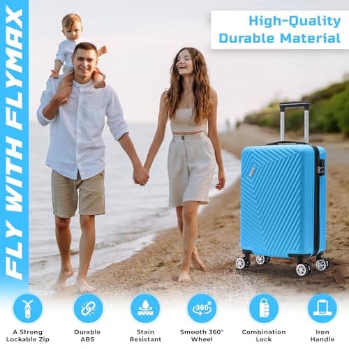 55x35x20 Cabin Suitcase Carry on Hard Shell Hand Luggage Cabin Bag Case Approved for Ryanair EasyJet 2 + Many More Small Fits 8kg-10kg 35 Litre Capacity 3 Digit Lock + Telescopic Handle Cabin Luggage — view 4