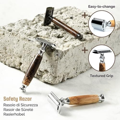 Jungle Culture® Bamboo Safety Razor for Men & Women • Premium Eco Friendly Razor • Fits Double Edge Blades • Zero Waste • Light Wood Handle Slim — view 6