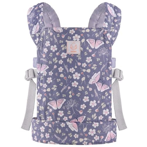 GAGAKU Baby Doll Carrier for Kids, Baby Carrier for Dolls, Reborn Baby Dolls Accessories, Doll Carriers with Adjustable Straps for Little Girls, Blue - Butterfly