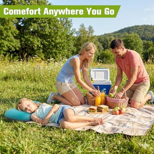 JetsCush Camping Pillow Inflatable Lightweight Travel Pillow Teal — view 3