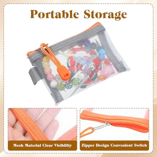 5 PCS Small Mesh Zipper Pouch, 4" X 3" Nylon Small Mesh Bags with Zipper Mini Meshs Pouch, Travel Pouches Mini Bags for Purse Organizer Insert Bag Organizers for Card Key Hair Clip Earphones Lipstick — view 4