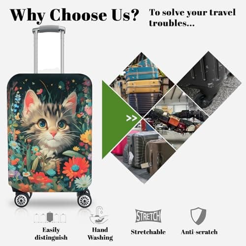 SICANAUO Luggage Covers, Elastic Travel Suitcase Protector, Personalised Suitcase Cover, Anti-Scratch Luggage Storage Covers, Travel Trolley Case Protector (Style 8, XL (29-32 inch suitcase)) — view 4