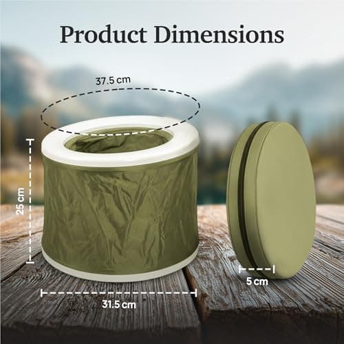 CarpLife Bivvy Loo Kit - Folding Portable Toilet with Liners, Waste Powder, Wipes - Collapsible Fishing Toilet, Festival Potty, Porta Potty Bucket, Portable Loo for Camping, Hiking & Road Trips, Green — view 4