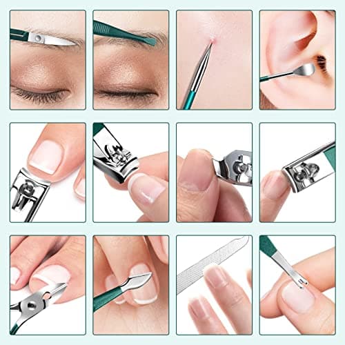Nail Clippers Manicure Set DUAIU 12PCs Professional Nail Clipper Set Stainless Steel Pedicure Kit for Men Women Nail Care Tools Grooming Kit with Travel Case — view 4