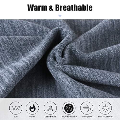 Neck Warmer Snood for Men & Women,Winter Neck Gaiter Fleece Bandana Face Covering Mask Windproof Neck Scarf Neckwear for Outdoor Sports Motorcycle Skiing Running Cycling (Grey) — view 3