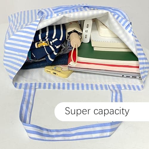 SSKHE Large Beach Bag with Inner Pocket and Zip, Women's Tote Bag, Blue, 50 x 40 cm — view 6