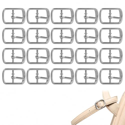 LKTFATD 20 Pcs Metal Classic Buckles, Roller Pin Design Adjustable Replacement Hardware, 20x14mm for DIY Crafts, Clothing, Shoes, Bags, Belts and Handmade Accessories