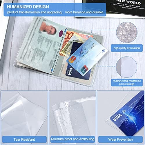 flintronic Passport Covers 5 Pcs, Clear Transparent Passport Protector Covers, International Vaccination Certificate Protective Cover Fits Standard Size — view 4