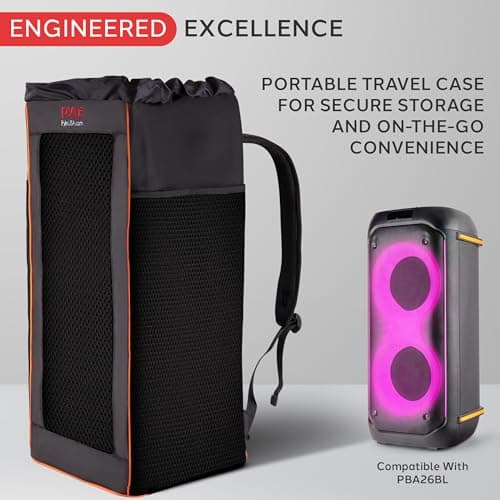 Pyle Portable Waterproof Speaker Bag, Large Tear-Proof Travel Case with Adjustable Backpack Straps, Side Storage Pockets & Drawstring Top for Speakers, 30 x 30 x 67 cm — view 2