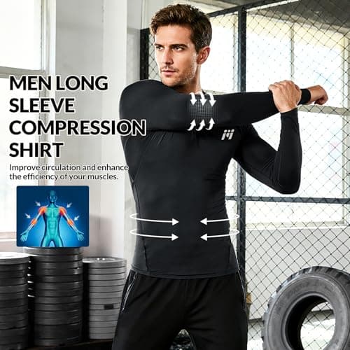 MEETWEE Men UPF50+ Rash Guard Vest Long Sleeve, Compression Shirt Base Skin Layer UV Top Swim Shirt Sun Protection Watersport Surfing Fishing Black — view 3