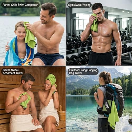 Tabanzhe Quick Dry Microfibre Towel – Lightweight & Super Absorbent Travel & Gym Towel Compact Beach Towel for Sports Swimming Yoga Camping Hiking(Dark Green, 30x30cm) — view 5