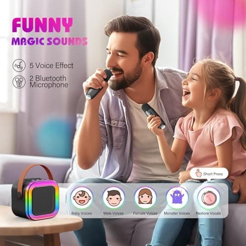 Dislocati 3-12 Year Old Boy Gifts, LED Karaoke Machine 2 Mics Adults & Kids — view 4