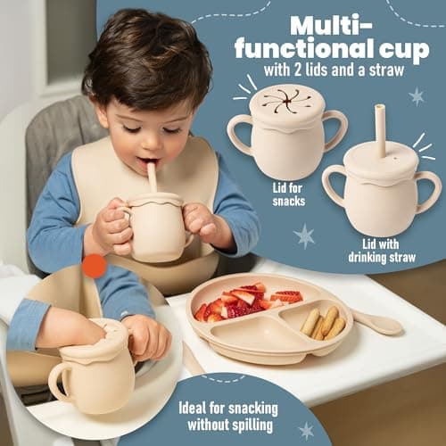 Baby Weaning Set - Silicone Baby Feeding Set with Bag for Travel or Storage at Home - Baby Fruit Feeder and Baby Bottle with Spoon Included — view 4