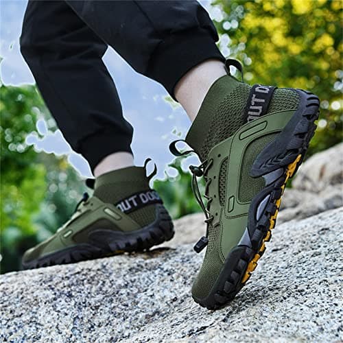Outdoor Hiking Shoes Men's Summer Breathable Outdoor Walking Shoes Black Non-Slip Sports Shoes Sporty for Walking Walking Shoes Lightweight Fitness Shoes, Army Green, 10 UK — view 3