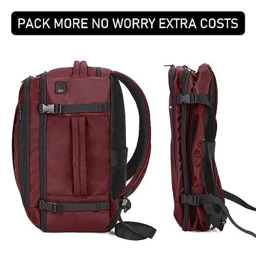 ECOHUB Ryanair Cabin Bag 40x20x25 Underseat Travel Bag 9 Pockets Hand Luggage Backpack Recycled PET Eco Friendly Rucksack for Women & Men Carry on Bag with USB Port, 20L, RED — view 5