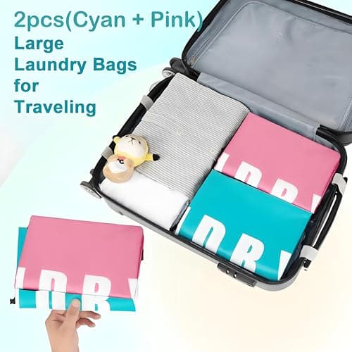 2 Pack Large Laundry Bags,24"" x 36"" Portable Travel Laundry Bag with Drawstring Cord,Travels Laundry Bags for Dirty Clothes, Ideal for Travel, Home, Dormitory — view 6