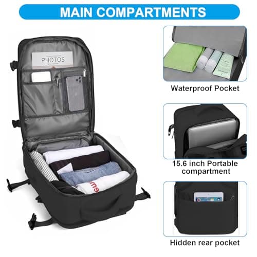 31.5 L Travel Backpack, Ideal for Traveling by Airplane, Unisex, Black — view 4