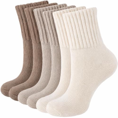 Vinuwu 3 Pairs Womens Fluffy Merino Wool Socks Thermal Thick for Winter
