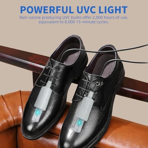 LNBEI UV Light Ozone Shoe Deodorizer, Portable U-V Shoe Cleaner for Sneakers, Boots, Dress Shoes (Black) — view 2