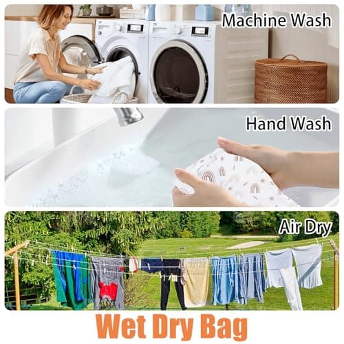 GIEEU 3 Pcs Wet Bag, Reusable Nappy Bags,Waterproof Wet Dry Bag,Diaper Cloth Bags with Zipper for Baby Travel Beach Camping Gym Swimming — view 3