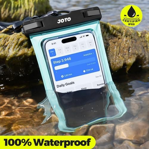 JOTO Waterproof Phone Pouch Cellphone Dry Bag Case for iPhone 17 Air 16 15 14 13 12 Pro Plus Max XR X 8 7 6S SE, Galaxy S23 S22 S22+ S21 up to 7" -Green — view 2