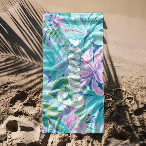 Print Maniacs Custom Name Tropical Towel Personalised Beach Towel Microfibre Large Quick Dry Lightweight Travel Towel Sand Free Holiday Pool Gym Spa Gift for Her — view 6