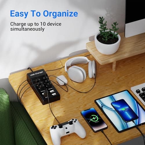 Resypey 10-Port USB Charger Station, 50W10A Multiport Charger Hub for iPhone, Galaxy, iPad & More — view 5